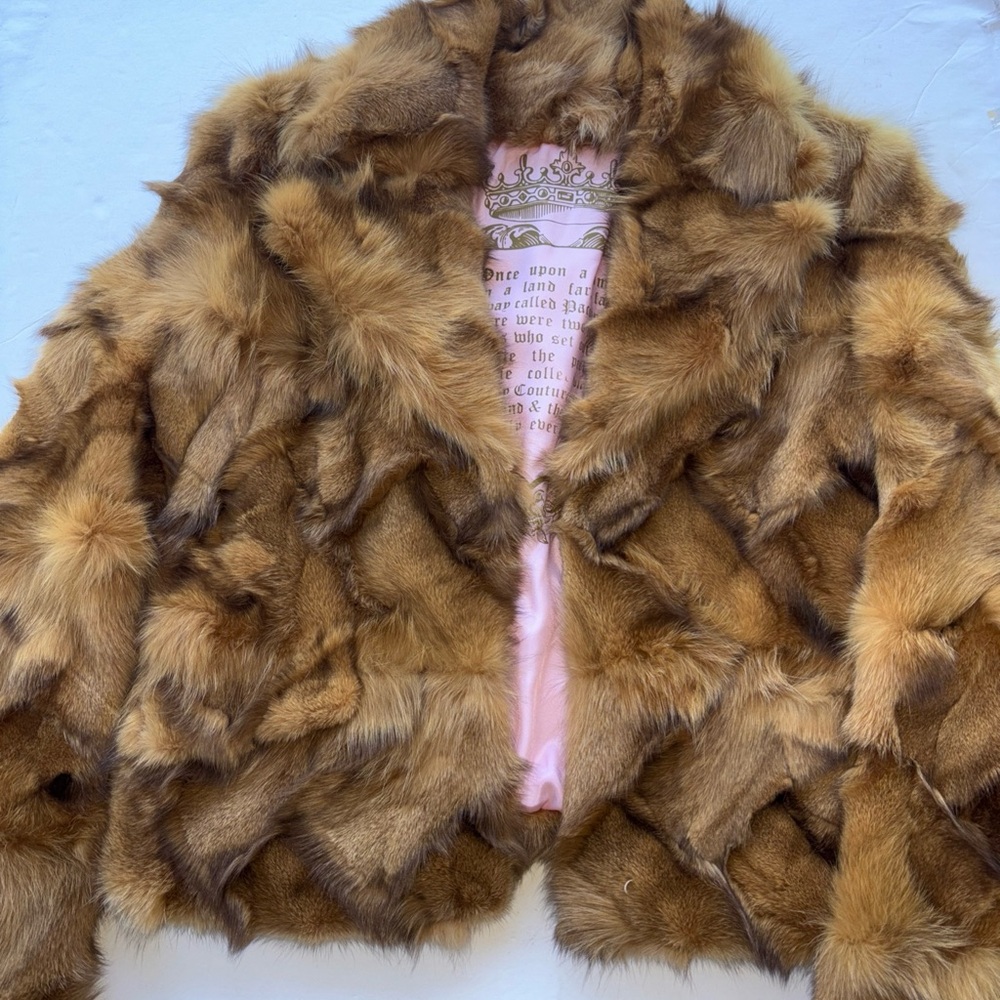 Vintage Y2K Juicy Couture Brown Fox Fur Jacket Pam Gela Mink Genuine P XS Glam S - Picture 3 of 17